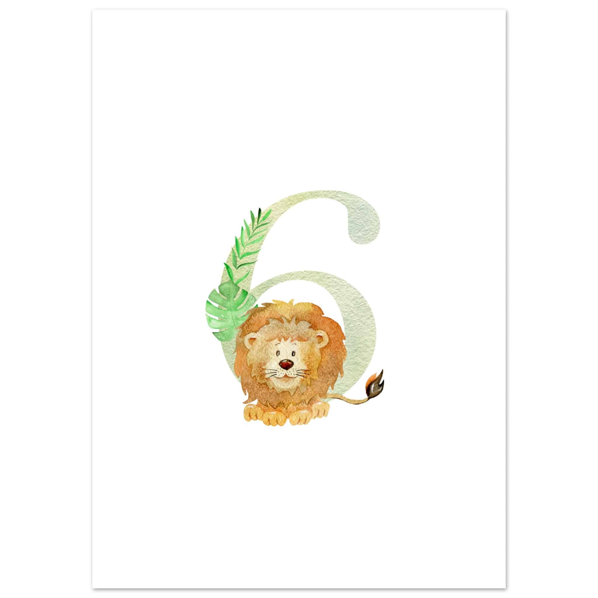 Artfulprints Poster Cijfer 6 kinderkamer - 50x70 cm - Meerkleurig