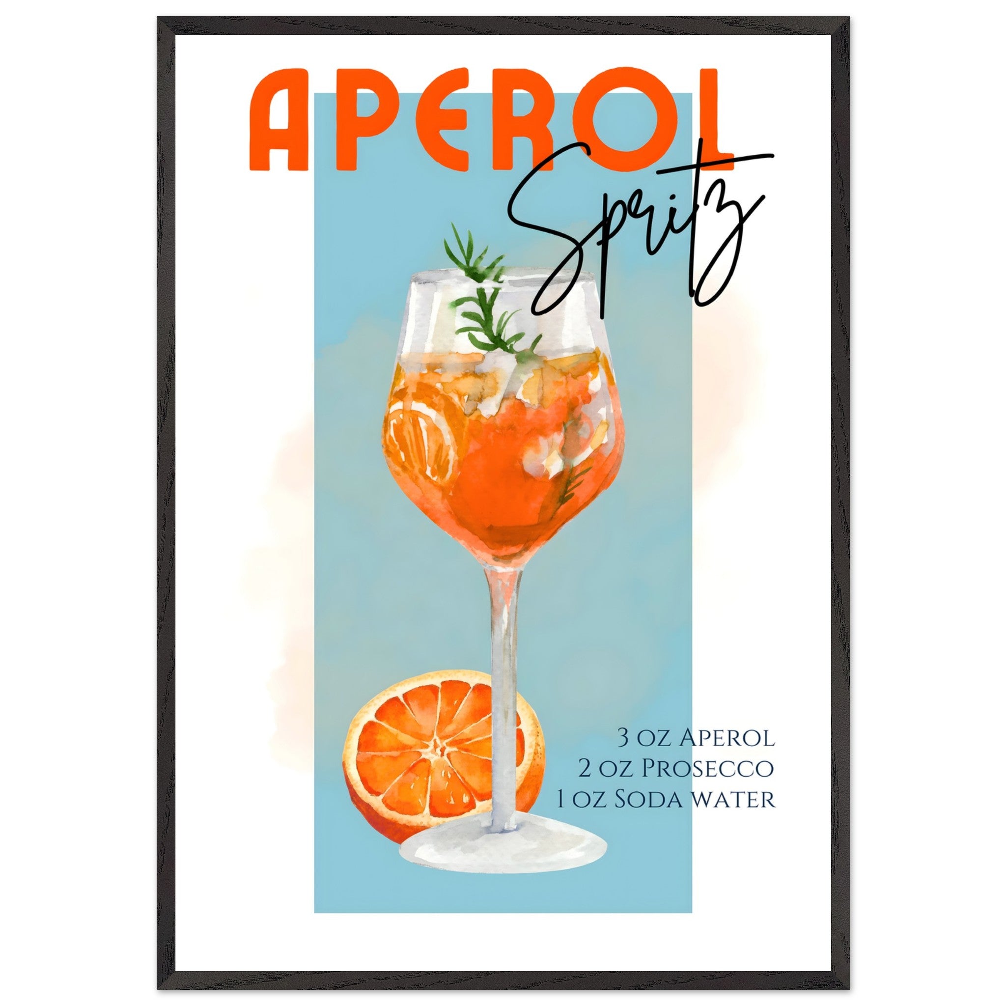 Artfulprints Poster met Lijst Aperol Spritz - Blue - 70x100 cm - Blauw