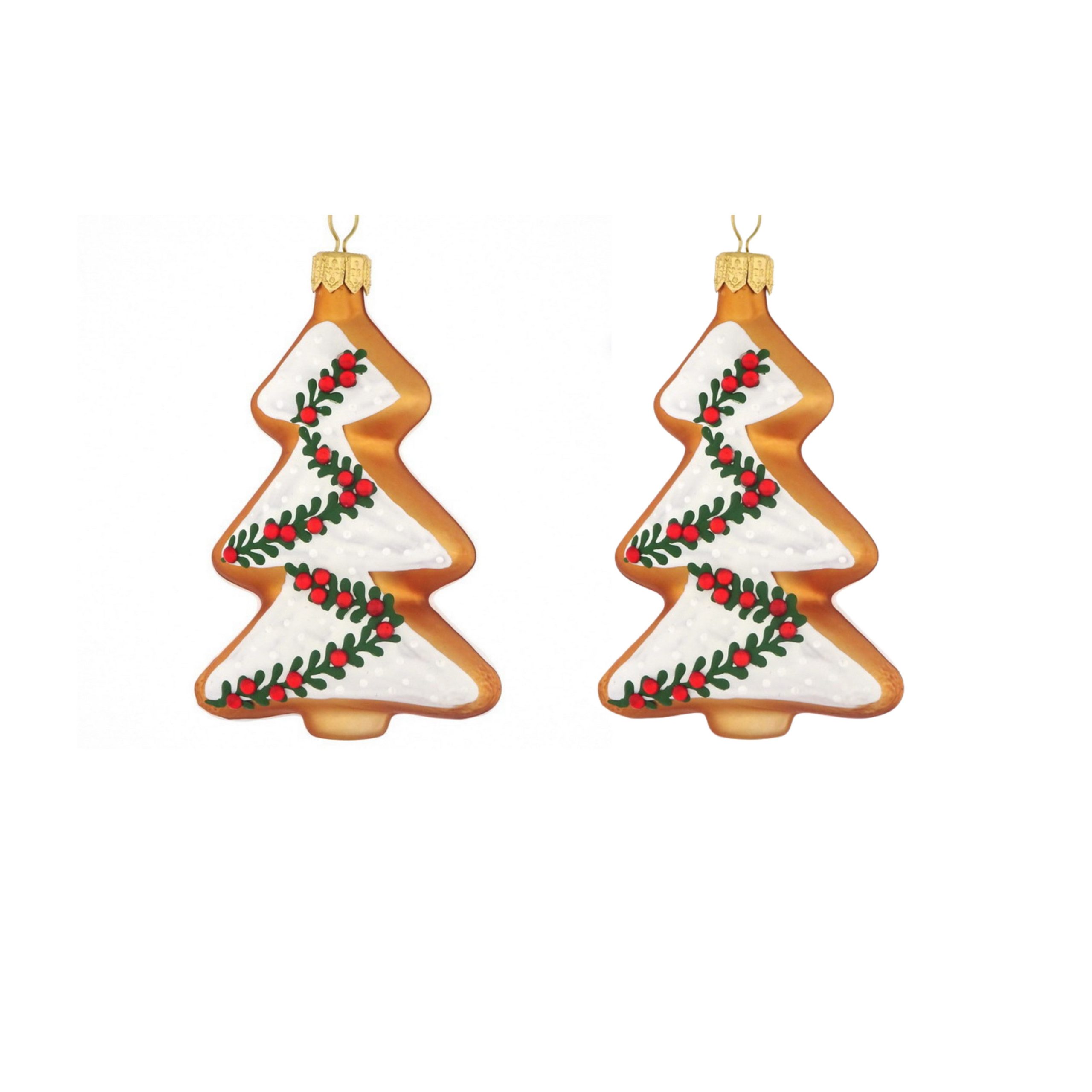 Dagmara kerstdecoratie – vorm van peperkoekkerstbomen – glas – set van