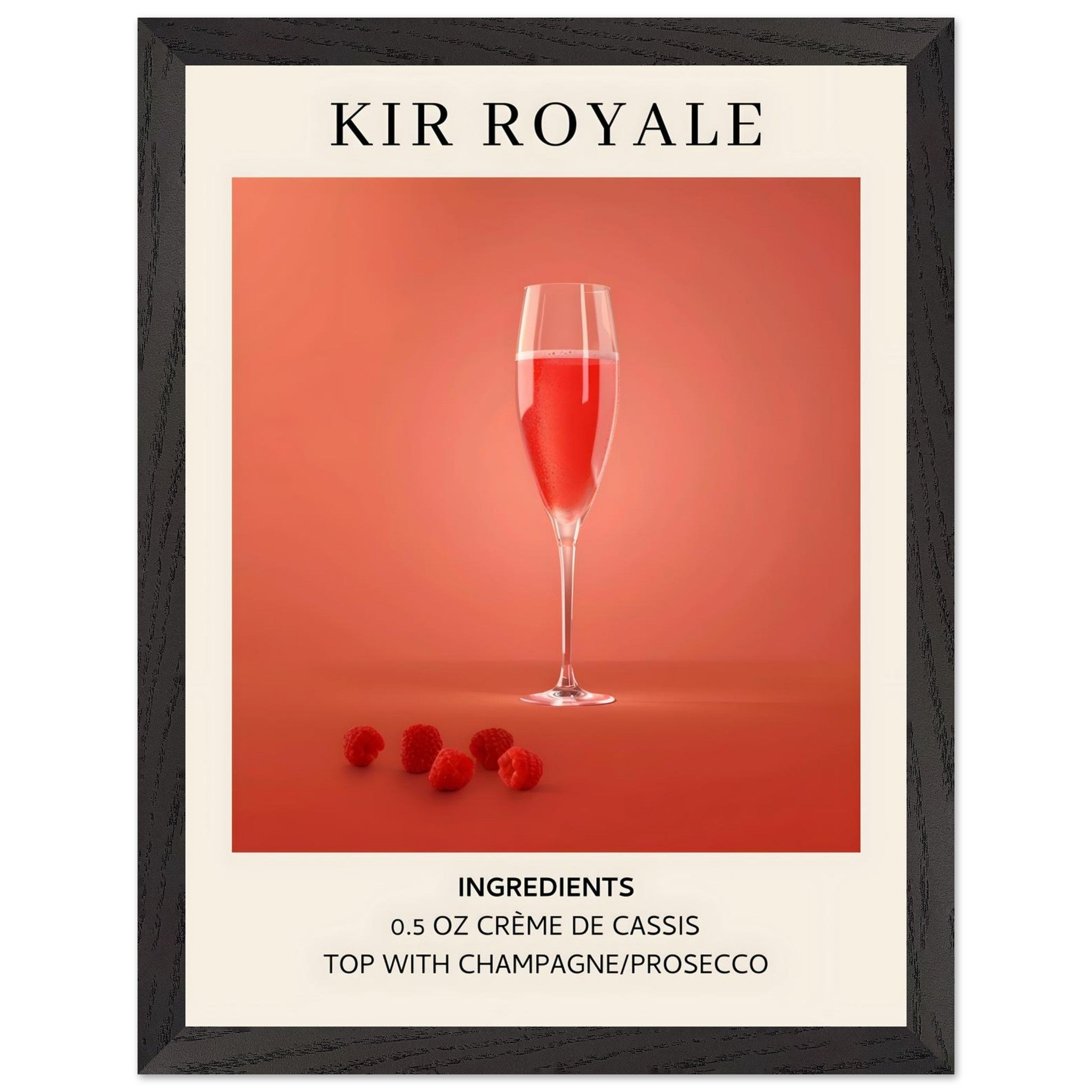 Artfulprints Poster met Lijst Kir Royale cocktail - Ingrediënten - 30x