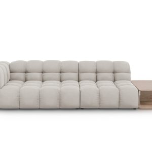 Cosmopolitan Design Rechte modulaire bank Sky 4-zits, flueel, lichtbei Cosmopolitan Design Rechte modulaire bank Sky 4-zits, flueel, lichtbei