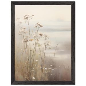 Artfulprints Poster met Lijst Foggy flowerfield 2 – 30×40 cm – Taupe
