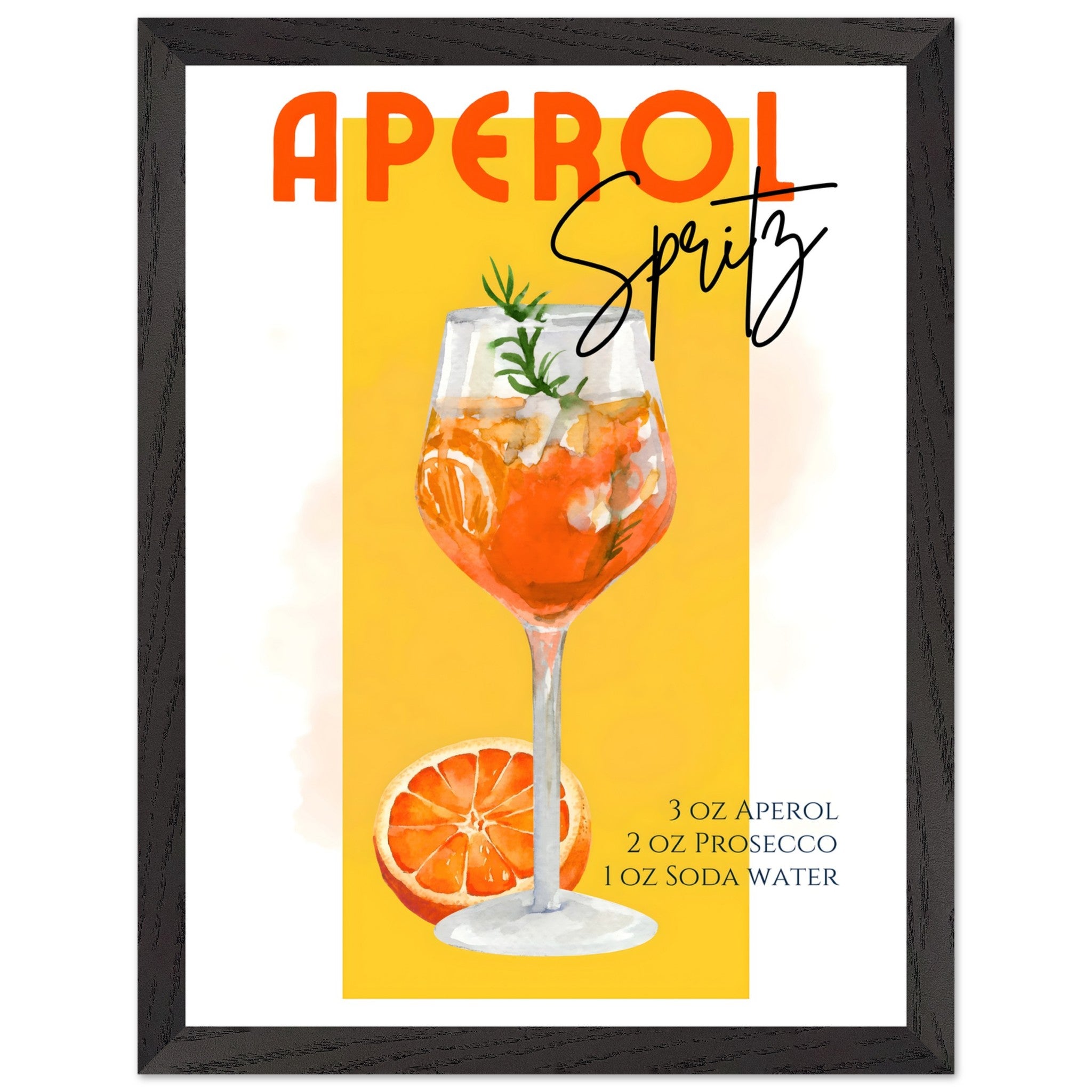 Artfulprints Poster met Lijst Aperol Spritz - Yellow - 30x40 cm - Geel