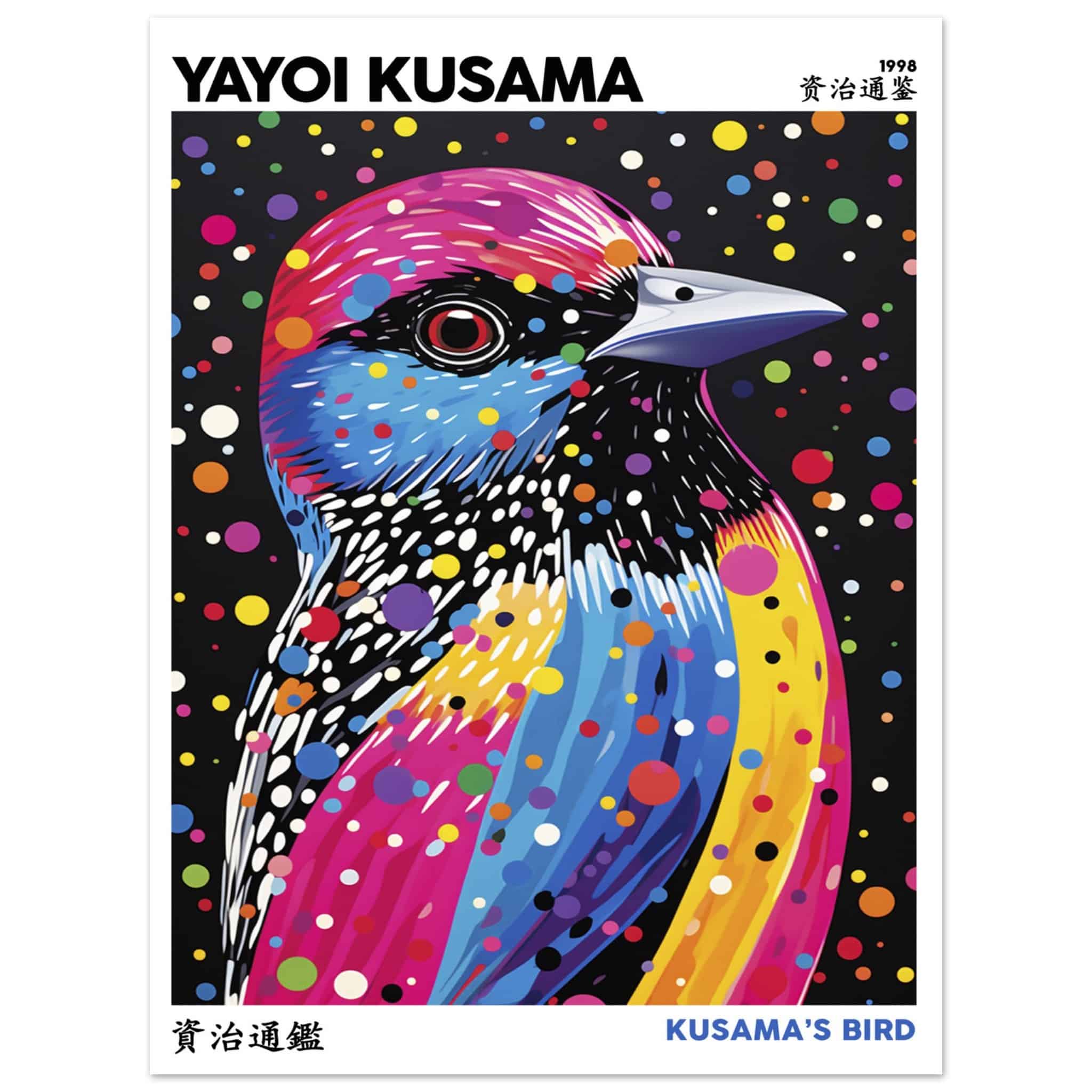 Artfulprints Poster Yayoi Kusama - Kusama's bird - 30x40 cm - Meerkleu