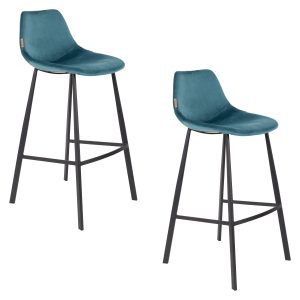 Dutchbone Franky Barkrukken rugleuning 80 cm Blauw – Set van 2 Dutchbone Franky Barkrukken rugleuning 80 cm Blauw – Set van 2