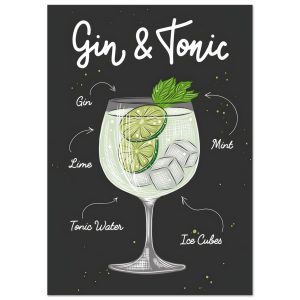 Artfulprints Gin Tonic cocktail – Illustratie poster A4 21×29.7 cm Artfulprints Gin Tonic cocktail – Illustratie poster A4 21×29.7 cm