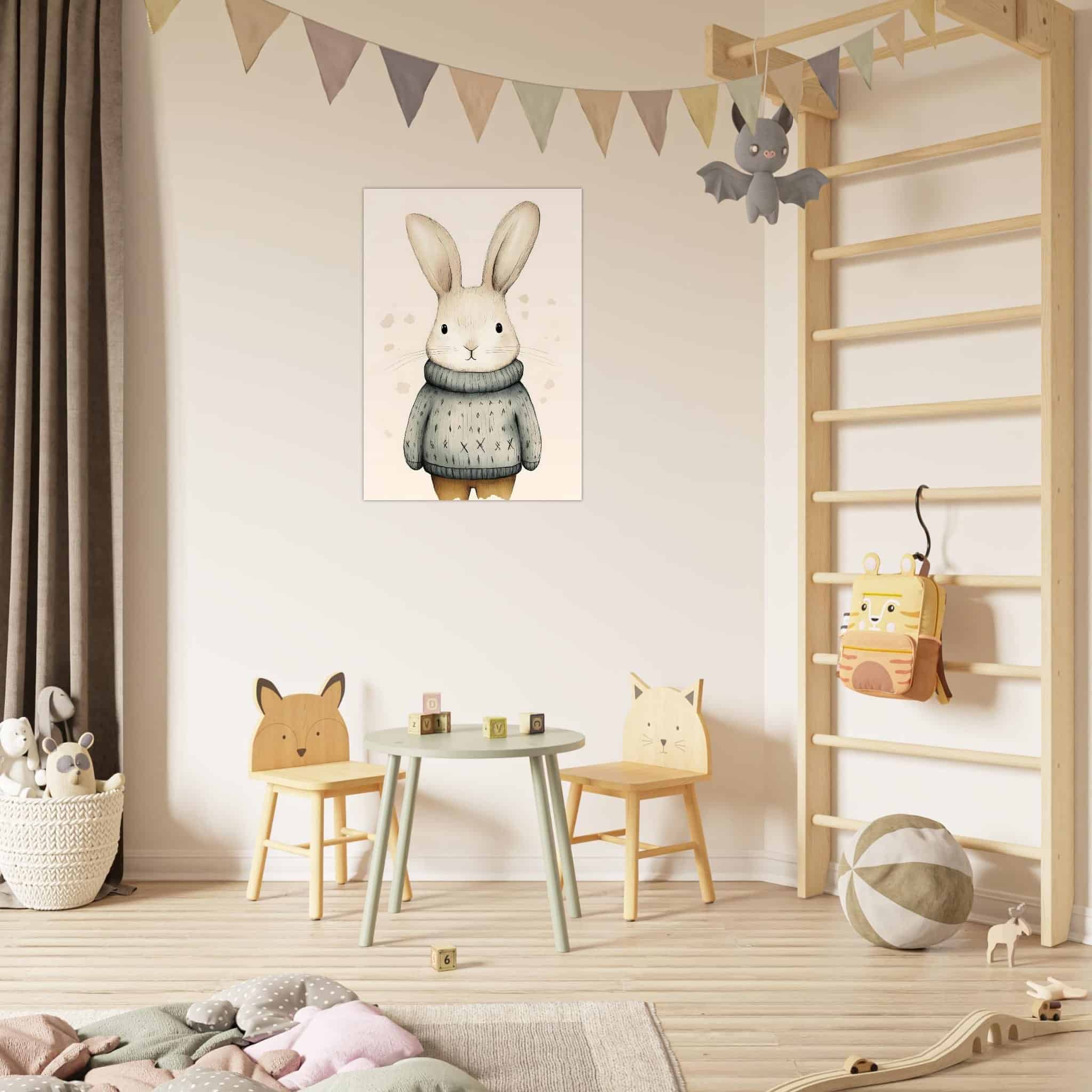 Artfulprints Winterkonijn aquarel poster 70x100 cm