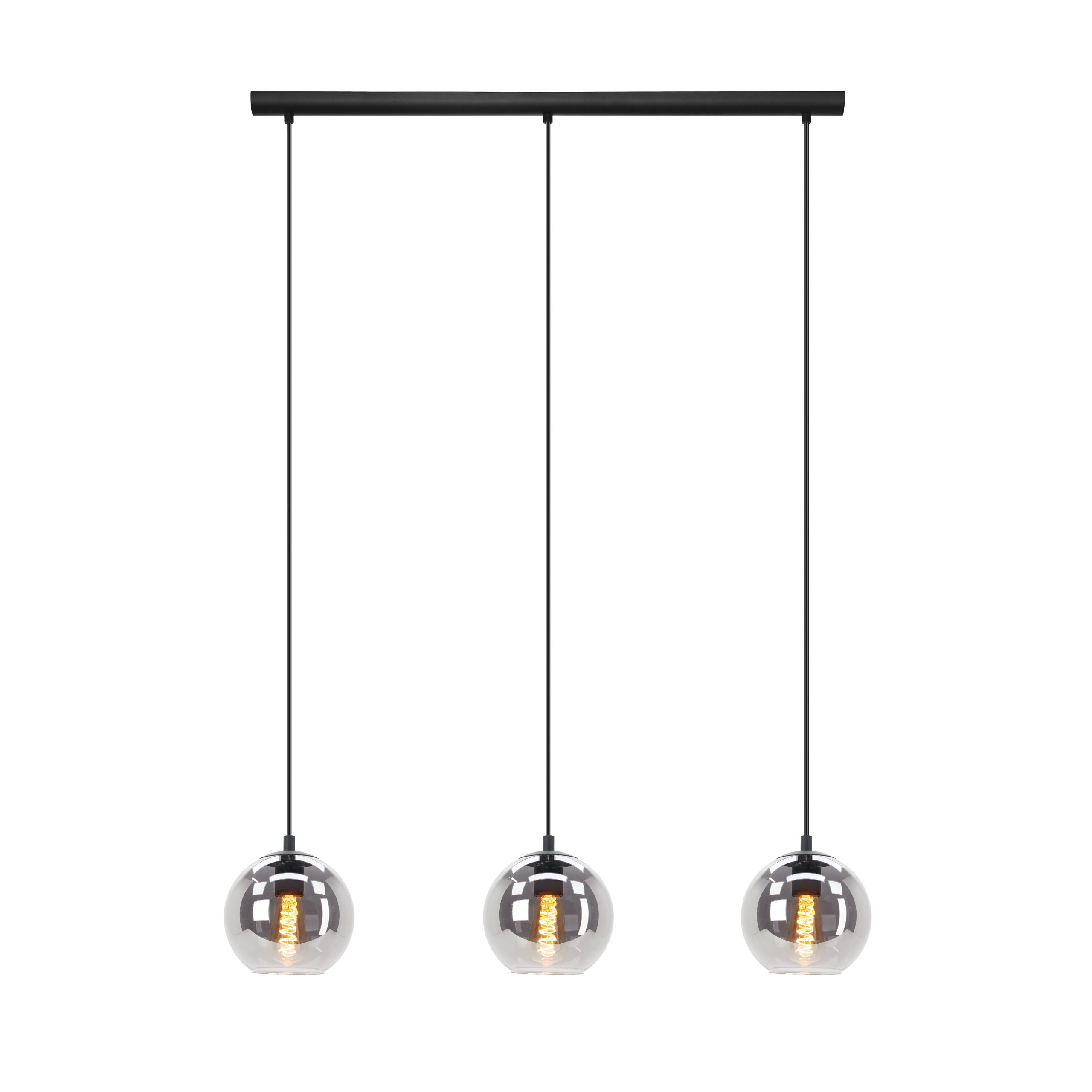 EGLO hanglamp Ariscani - e27 - 76,5 cm - zwart - rookglas