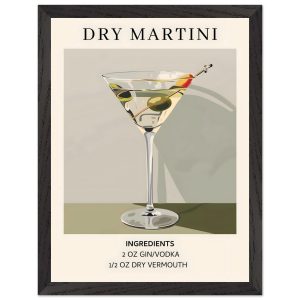 Artfulprints Poster met Lijst Dry Martini cocktail – Ingrediënten – 30 Artfulprints Poster met Lijst Dry Martini cocktail – Ingrediënten – 30