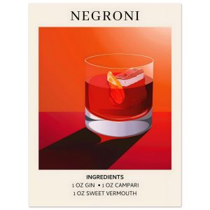 Artfulprints Poster Negroni cocktail – Ingrediënten – 30×40 cm – Rood Artfulprints Poster Negroni cocktail – Ingrediënten – 30×40 cm – Rood