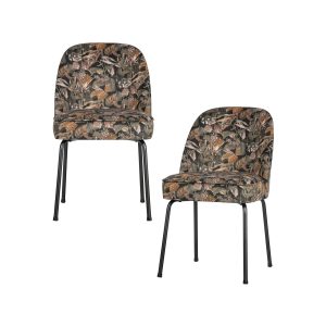 WOOOD eetkamerstoelen Vogue- Fluweel – Bouquet Zwart – Set van 2