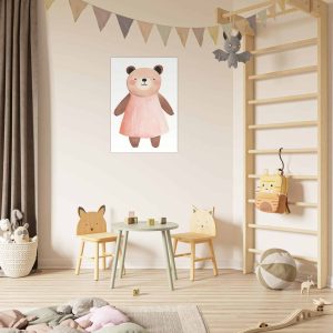 Artfulprints Poster Beer in roze jurk – 70×100 cm – Roze Artfulprints Poster Beer in roze jurk – 70×100 cm – Roze