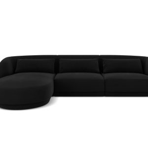 Cosmopolitan Design linker hoekbank Tulum 4-zits, flueel, zwart – 156x Cosmopolitan Design linker hoekbank Tulum 4-zits, flueel, zwart – 156x