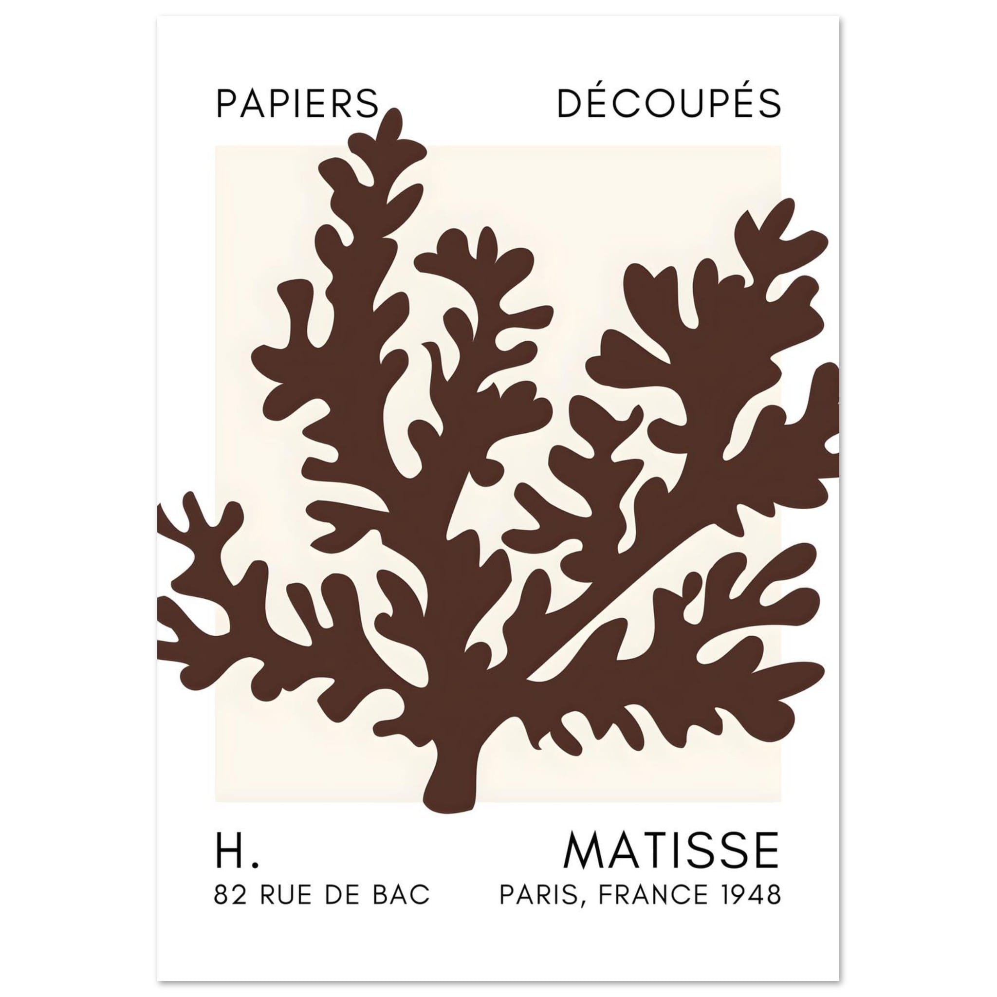 Artfulprints Poster Matisse – Aqua bloom brown - A4 21x29.7 cm - Bruin