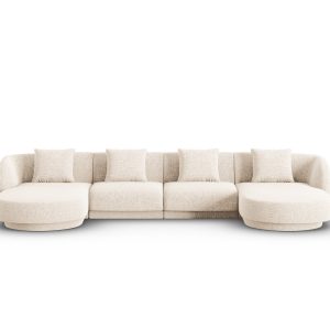 Cosmopolitan Design Panoramische bank Tulum 5-zits, chenille, lichtbei Cosmopolitan Design Panoramische bank Tulum 5-zits, chenille, lichtbei