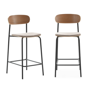 Calicosy – ADRIANA Set van 2 krukken – Grijs – 48x42x66 cm Calicosy – ADRIANA Set van 2 krukken – Grijs – 48x42x66 cm