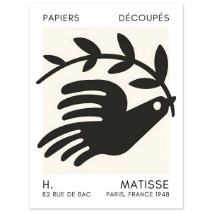 Artfulprints Poster Matisse – Peace dove black – 30×40 cm – Zwart Artfulprints Poster Matisse – Peace dove black – 30×40 cm – Zwart