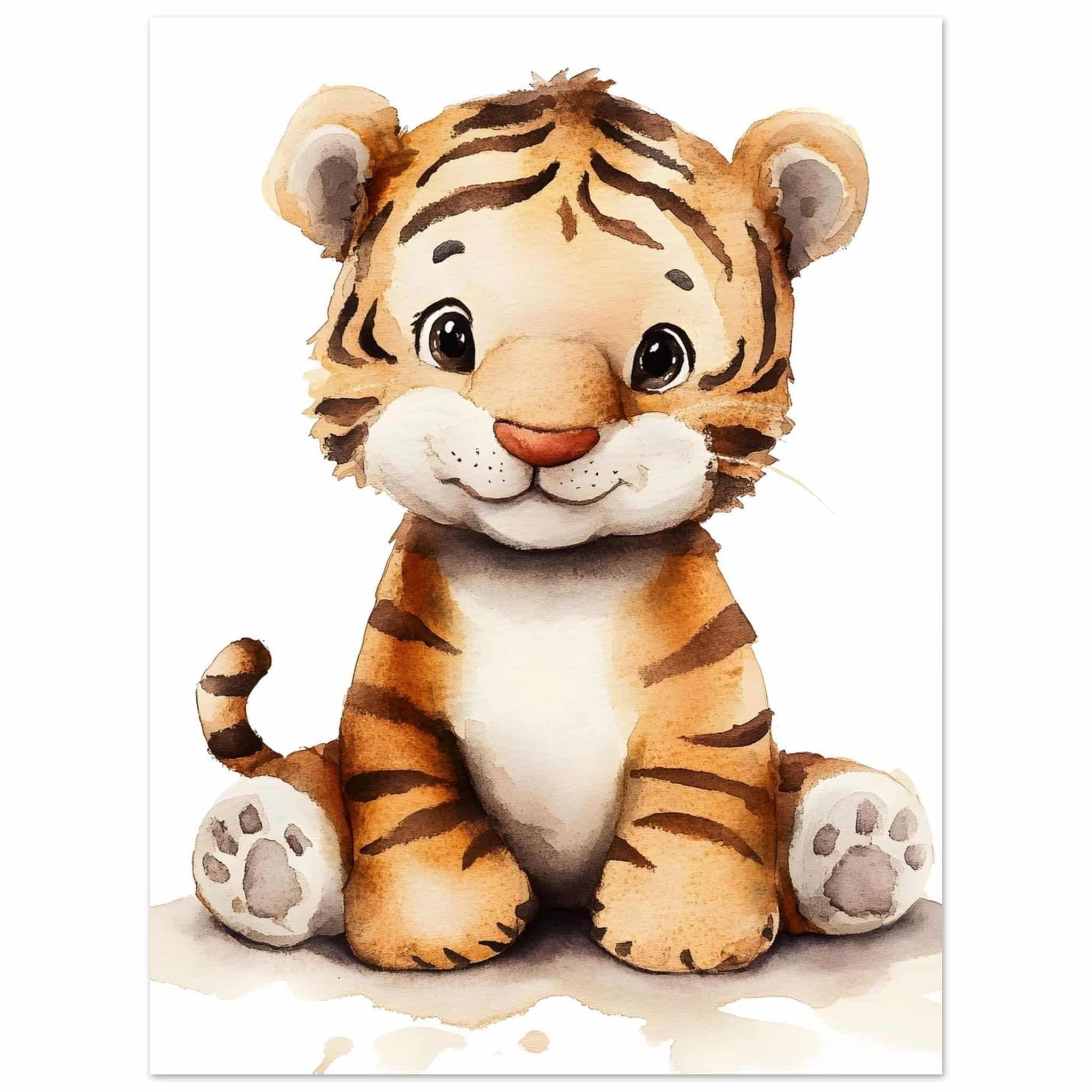 Artfulprints Poster Schattige baby tijger - 30x40 cm - Bruin