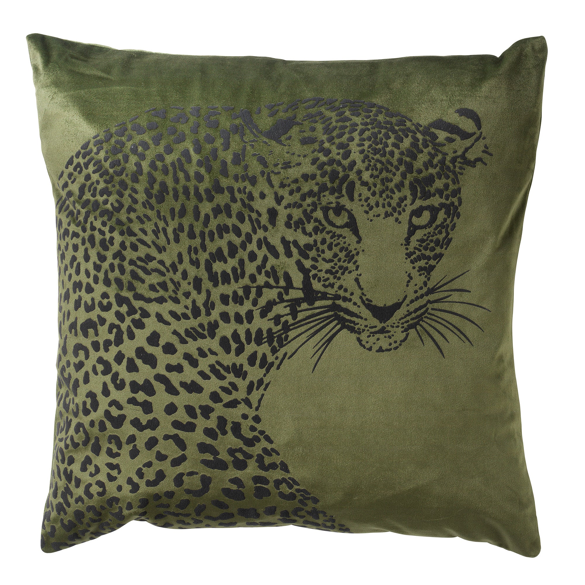 SIMBA - sierkussen 45x45 cm - dierenprint - panter - Chive - groen