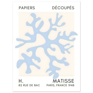 Artfulprints Poster Matisse – Dreamy coral flower light blue – 30×40 c Artfulprints Poster Matisse – Dreamy coral flower light blue – 30×40 c