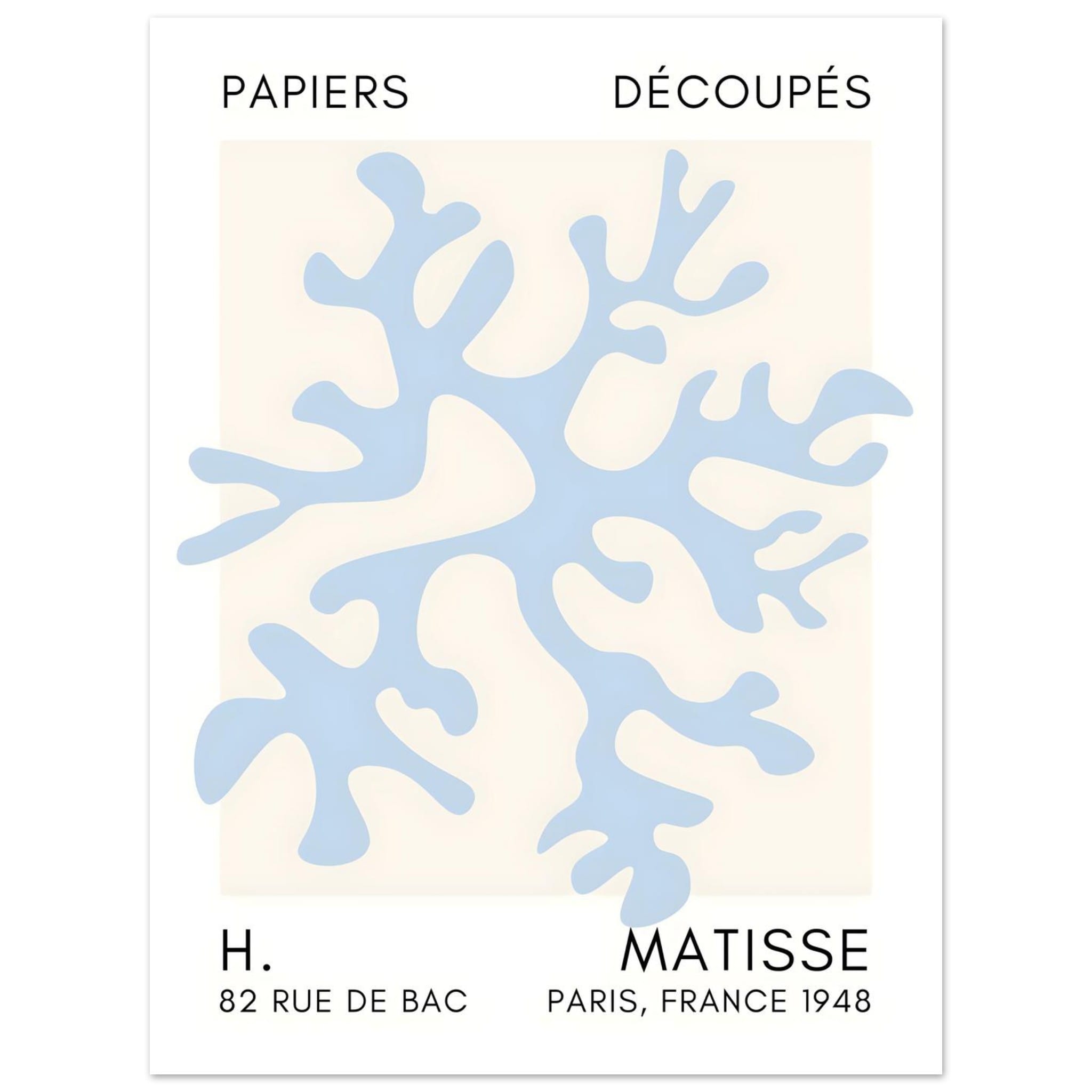 Artfulprints Poster Matisse – Dreamy coral flower light blue - 30x40 c