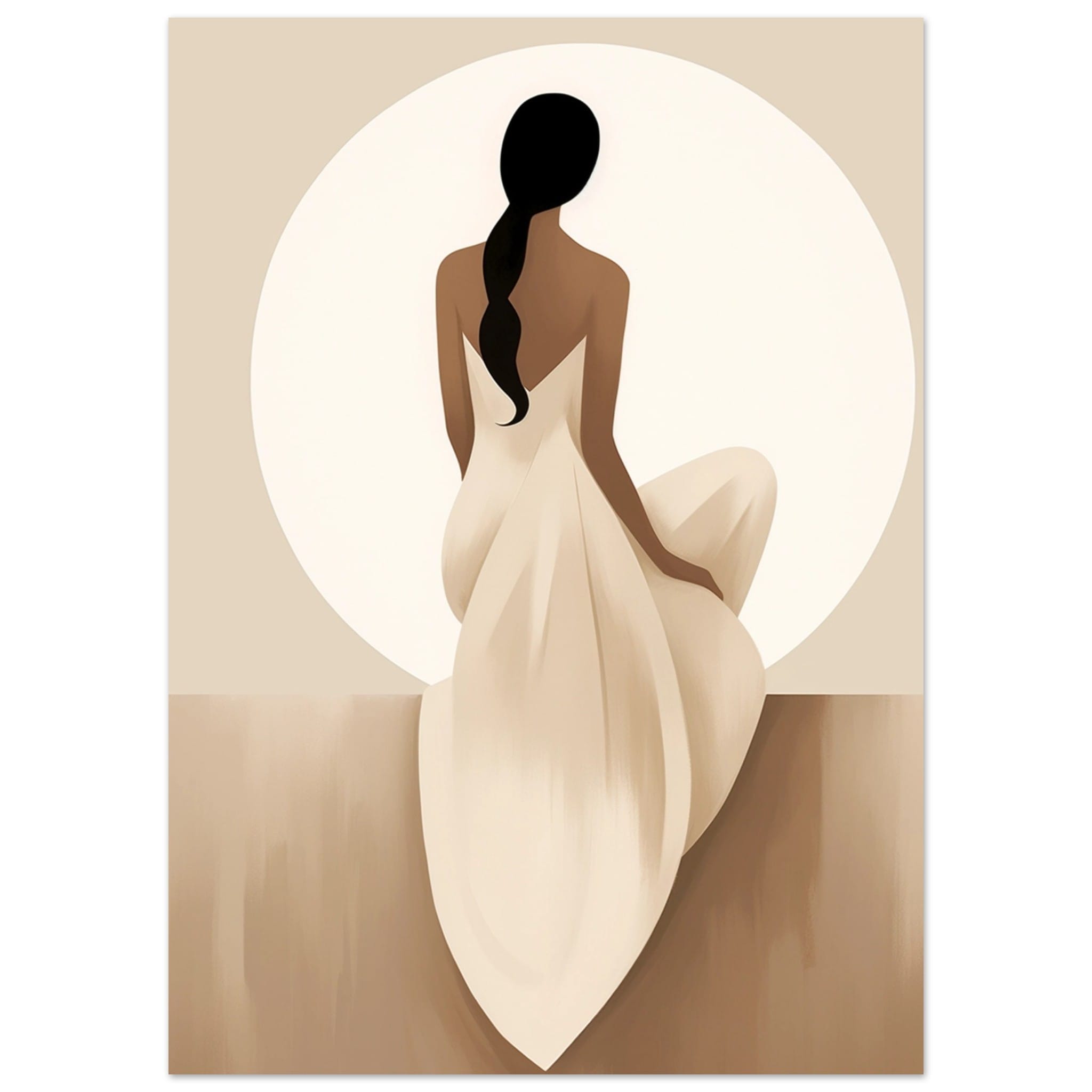 Artfulprints Poster Japandi The serene lady - 50x70 cm - Bruin