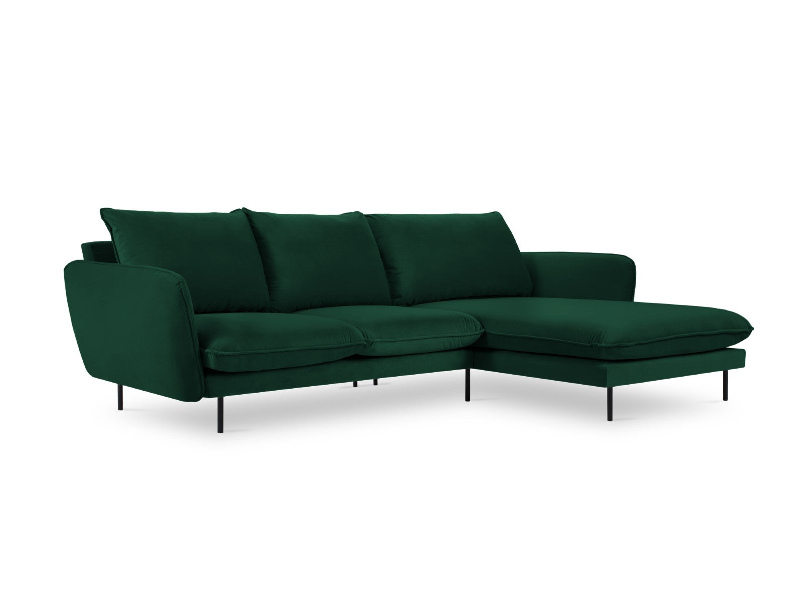 Cosmopolitan Design rechter hoekbank Vienna 5-zits, flueel, flessengro