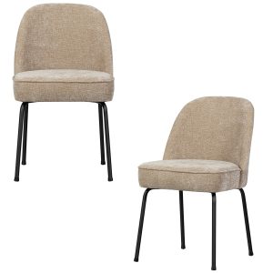 WOOOD eetkamerstoelen Vogue – Polyester – Zand – Set van 2
