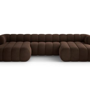 Cosmopolitan Design Panoramische bank Koge 6-zits, flueel chocolade – Cosmopolitan Design Panoramische bank Koge 6-zits, flueel chocolade –
