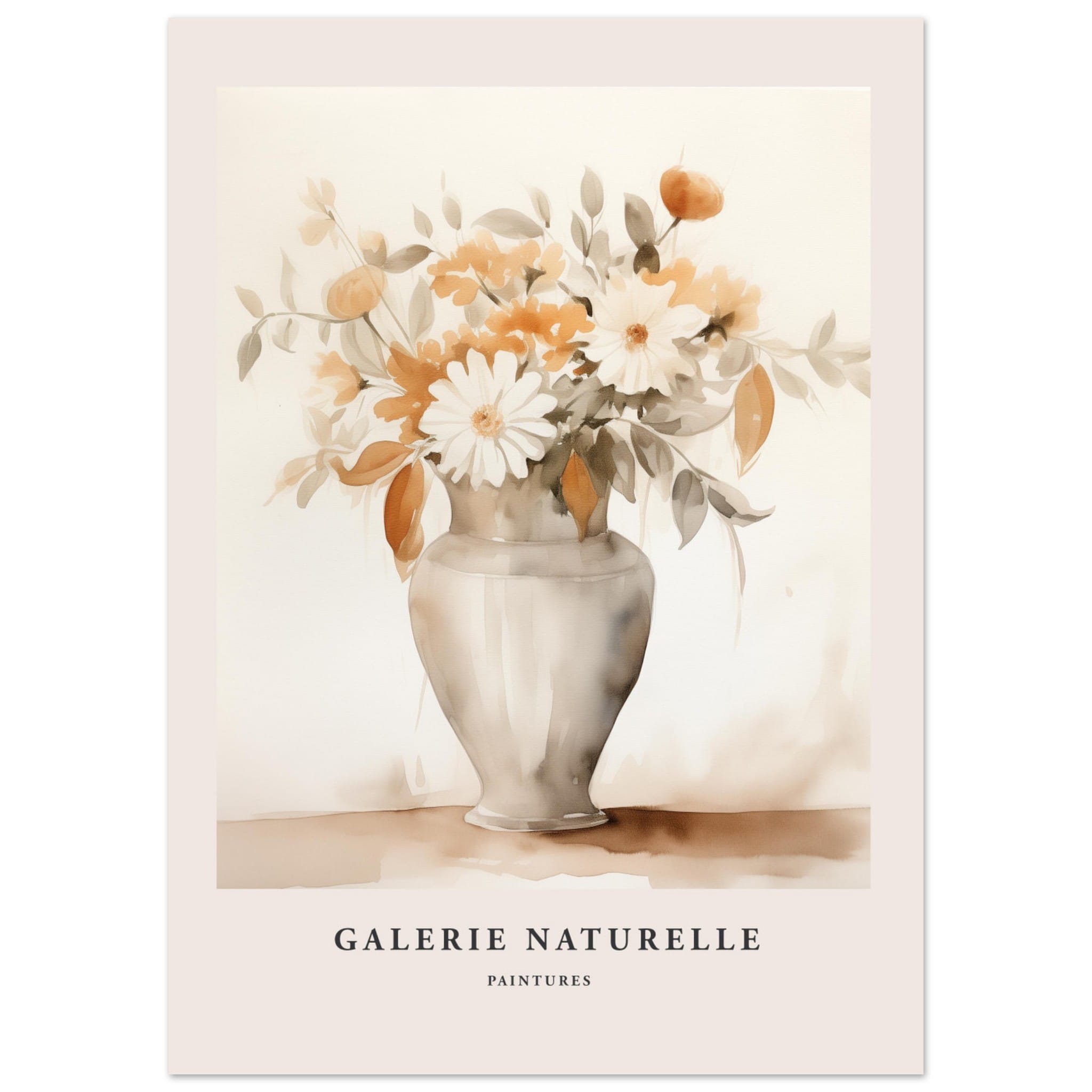 Artfulprints Poster Bloemen in vaas 2 - 50x70 cm - Taupe
