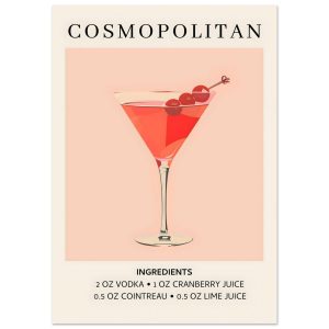 Artfulprints Poster Cosmopolitan cocktail – Ingrediënten – A4 21×29.7 Artfulprints Poster Cosmopolitan cocktail – Ingrediënten – A4 21×29.7