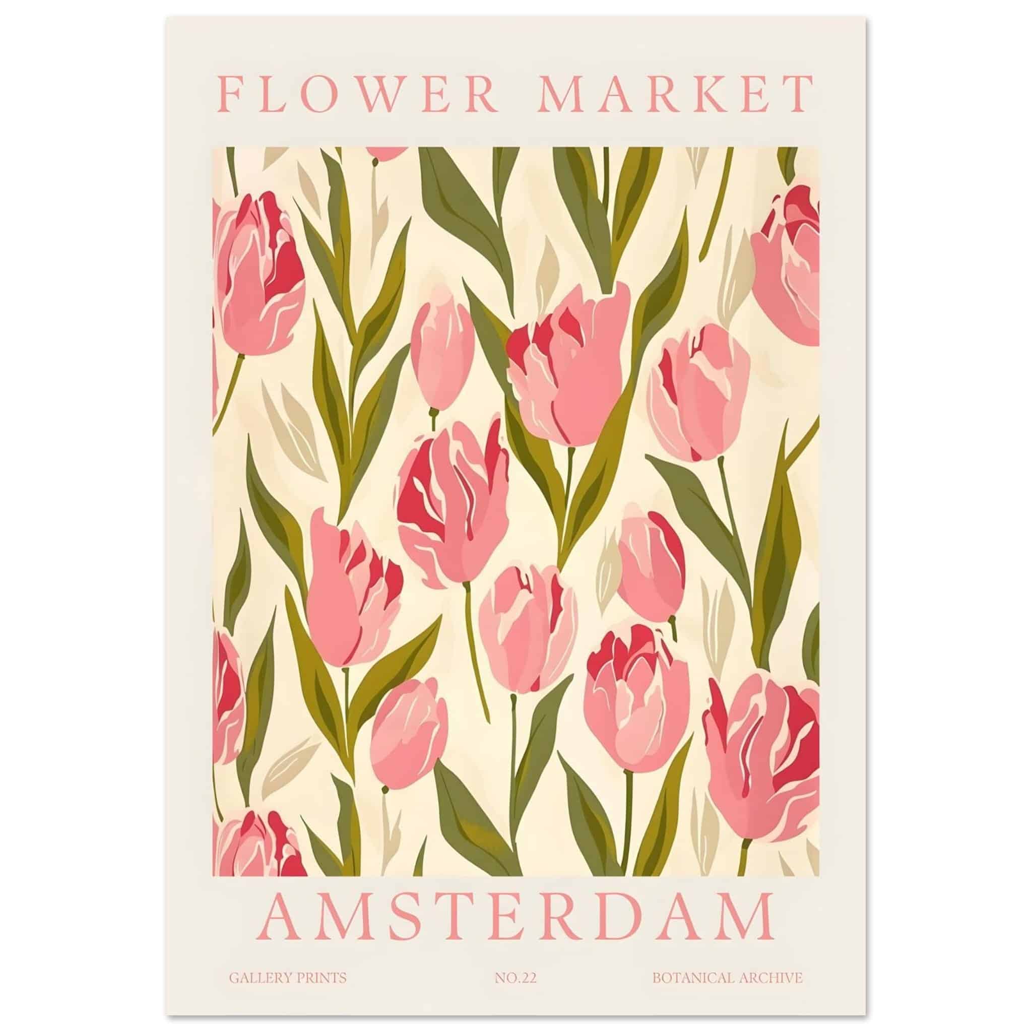 Artfulprints Poster Flower market - Amsterdam IV - 70x100 cm - Roze