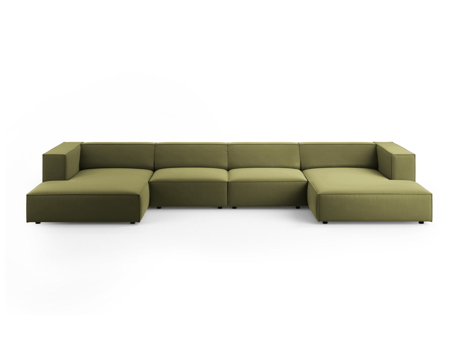 Cosmopolitan Design Panoramische bank Arendal 6-zits, flueel, lichtgro