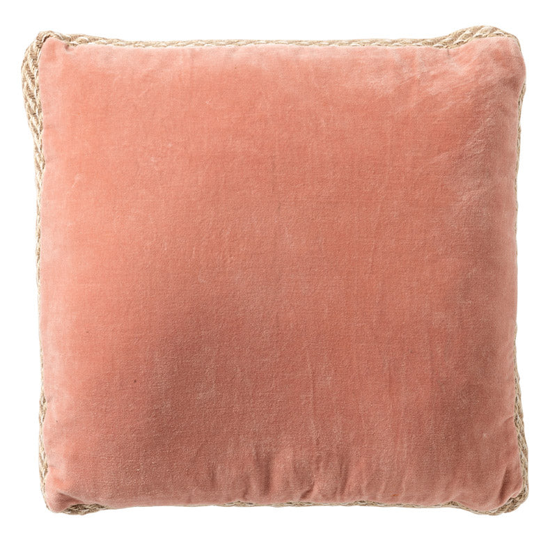 MANOE - kussenhoes 45x45 cm - effen kleur - jute rand - Muted Clay - r