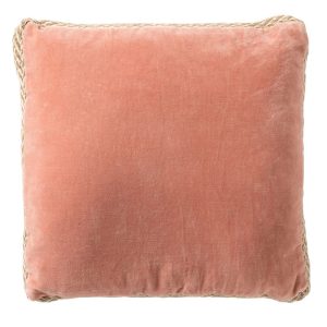 MANOE – sierkussen 45×45 cm – effen kleur – jute rand – Muted Clay – r