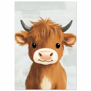 Artfulprints Poster Vriendelijke hooglander – 70×100 cm – Bruin