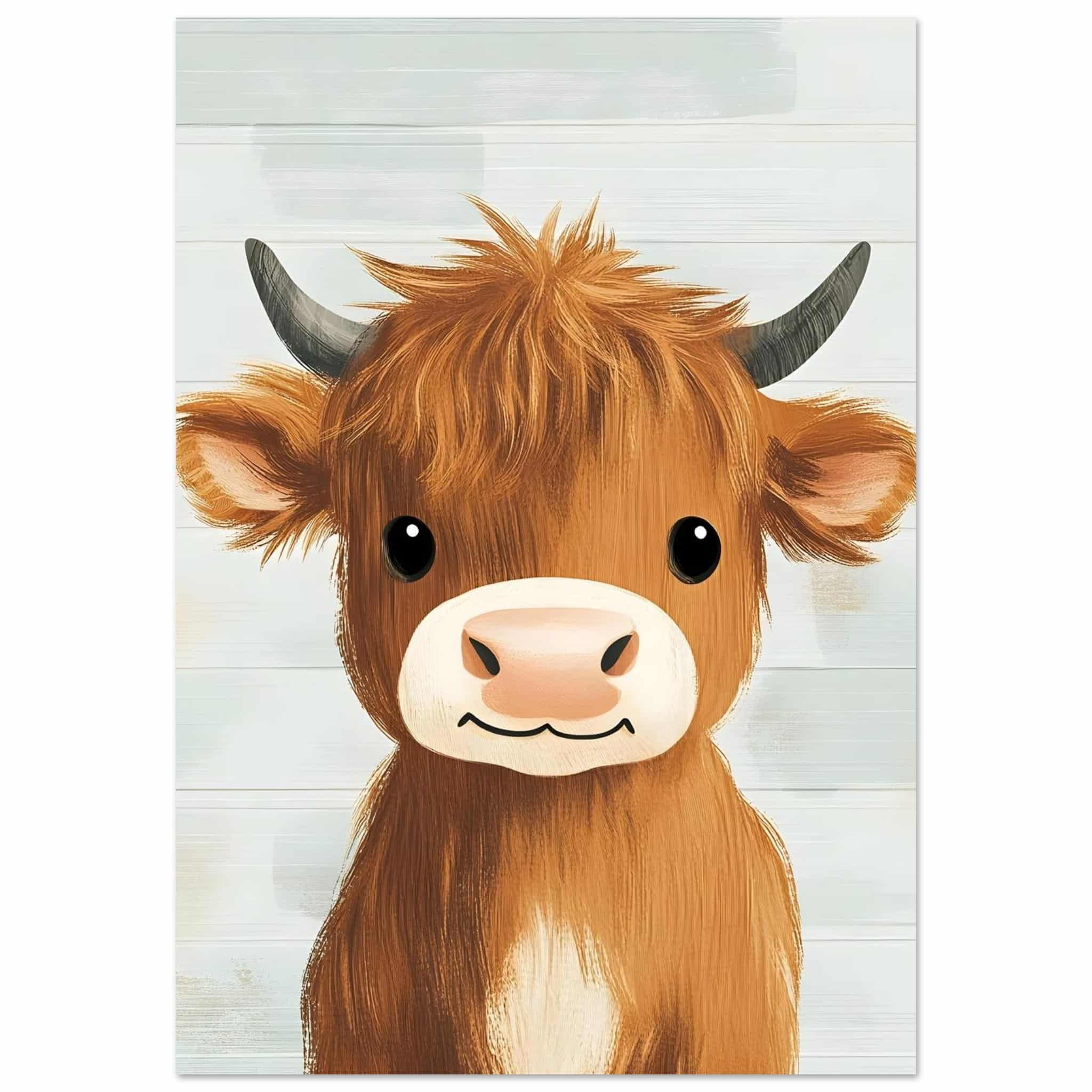 Artfulprints Poster Vriendelijke hooglander - 70x100 cm - Bruin