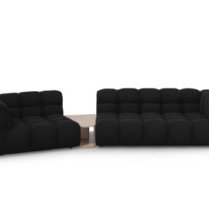 Cosmopolitan Design linker modulaire bank Sky 3-zits, flueel, zwart – Cosmopolitan Design linker modulaire bank Sky 3-zits, flueel, zwart –