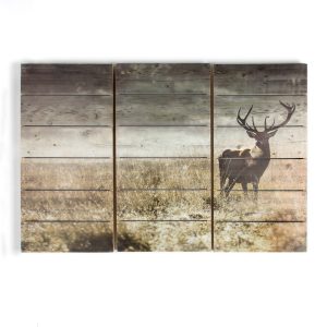 Art for the Home Print op Hout Set van 3 – Highland Hert – 60×90 cm Art for the Home Print op Hout Set van 3 – Highland Hert – 60×90 cm