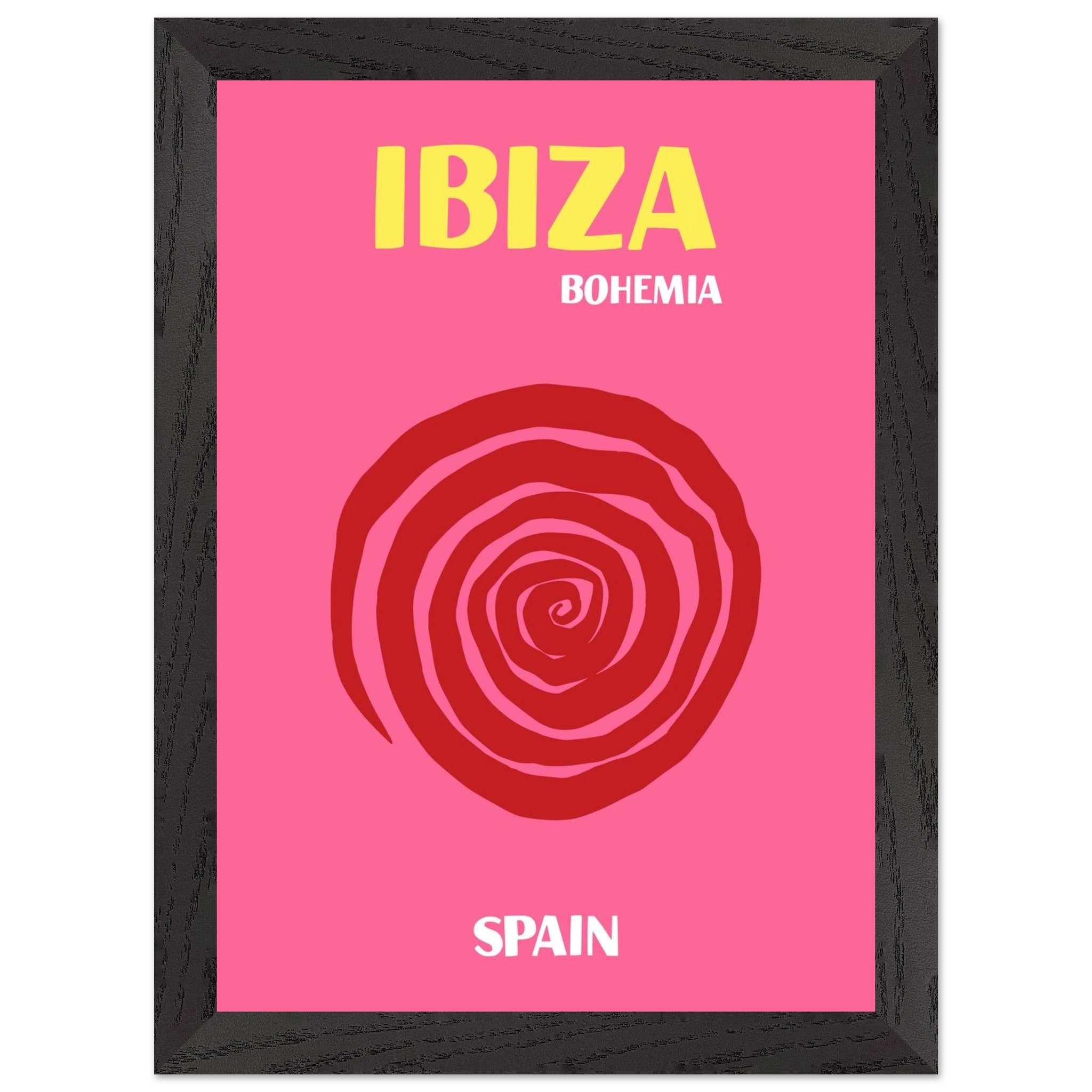 Artfulprints Poster met Lijst Spanje - Ibiza - A4 21x29.7 cm - Roze