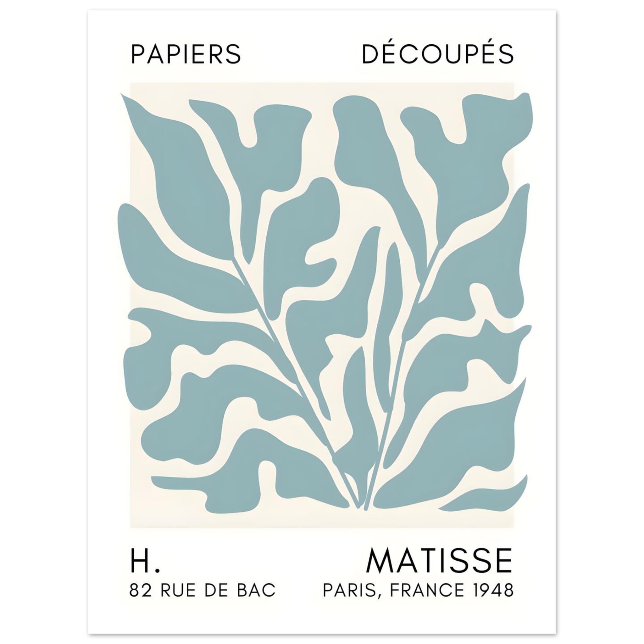 Artfulprints Poster Matisse – Seabed shapes turquoise - 30x40 cm - Tur