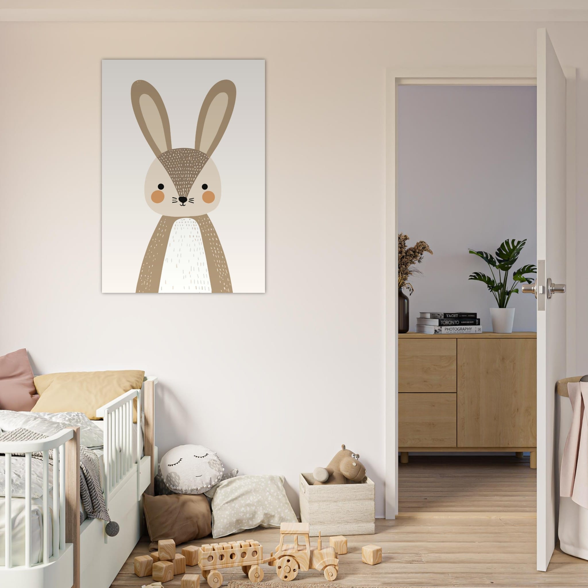 Artfulprints Poster Konijn portret - 70x100 cm - Bruin