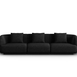 Cosmopolitan Design Bank Tulum 3-zits, chenille, zwart – 90x255x70cm Cosmopolitan Design Bank Tulum 3-zits, chenille, zwart – 90x255x70cm
