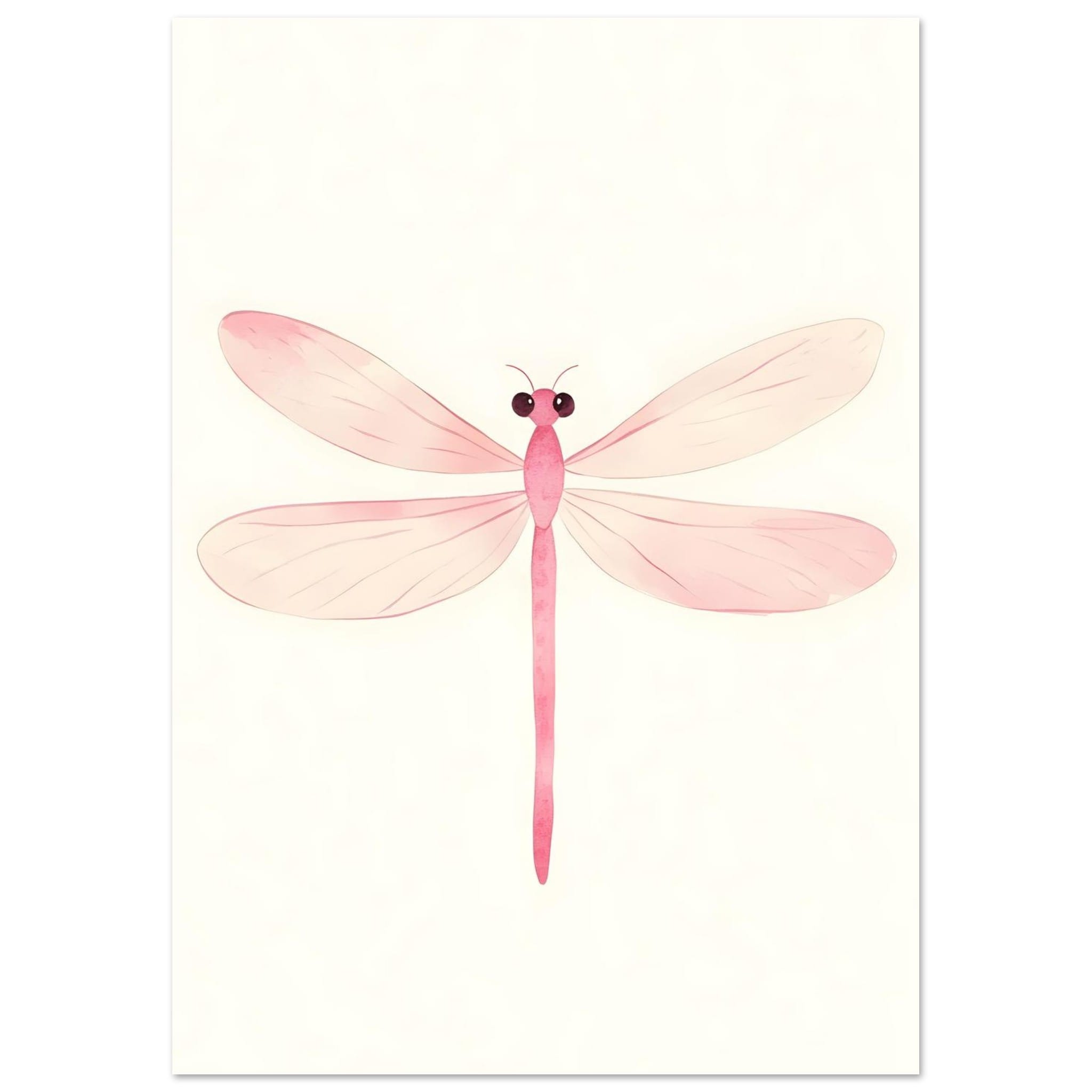 Artfulprints Poster Roze libelle - A4 21x29.7 cm - Roze