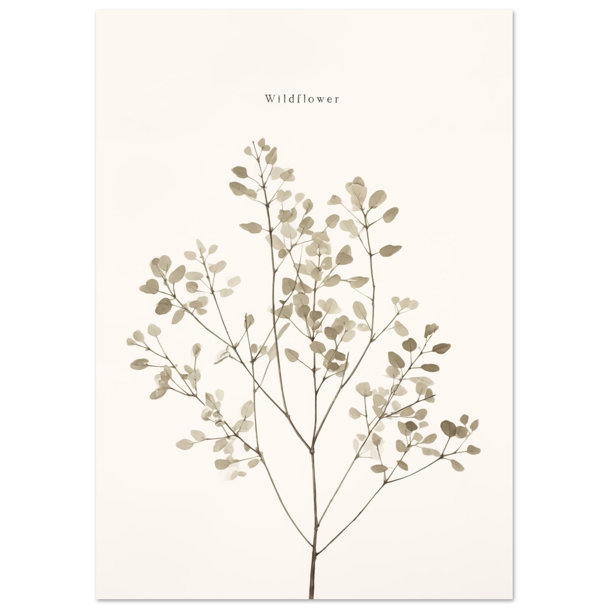 Artfulprints Poster Wildflower - A4 21x29.7 cm - Taupe
