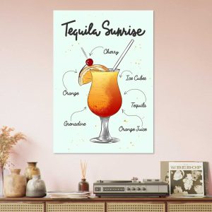 Artfulprints Tequila Sunrise cocktail – Illustratie poster 70×100 cm Artfulprints Tequila Sunrise cocktail – Illustratie poster 70×100 cm