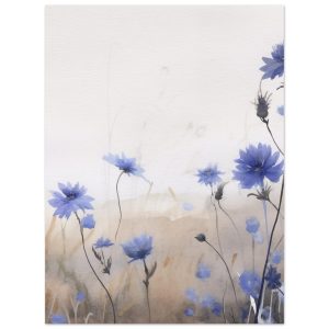 Artfulprints Poster Flower aquarel 3 – 30×40 cm – Blauw