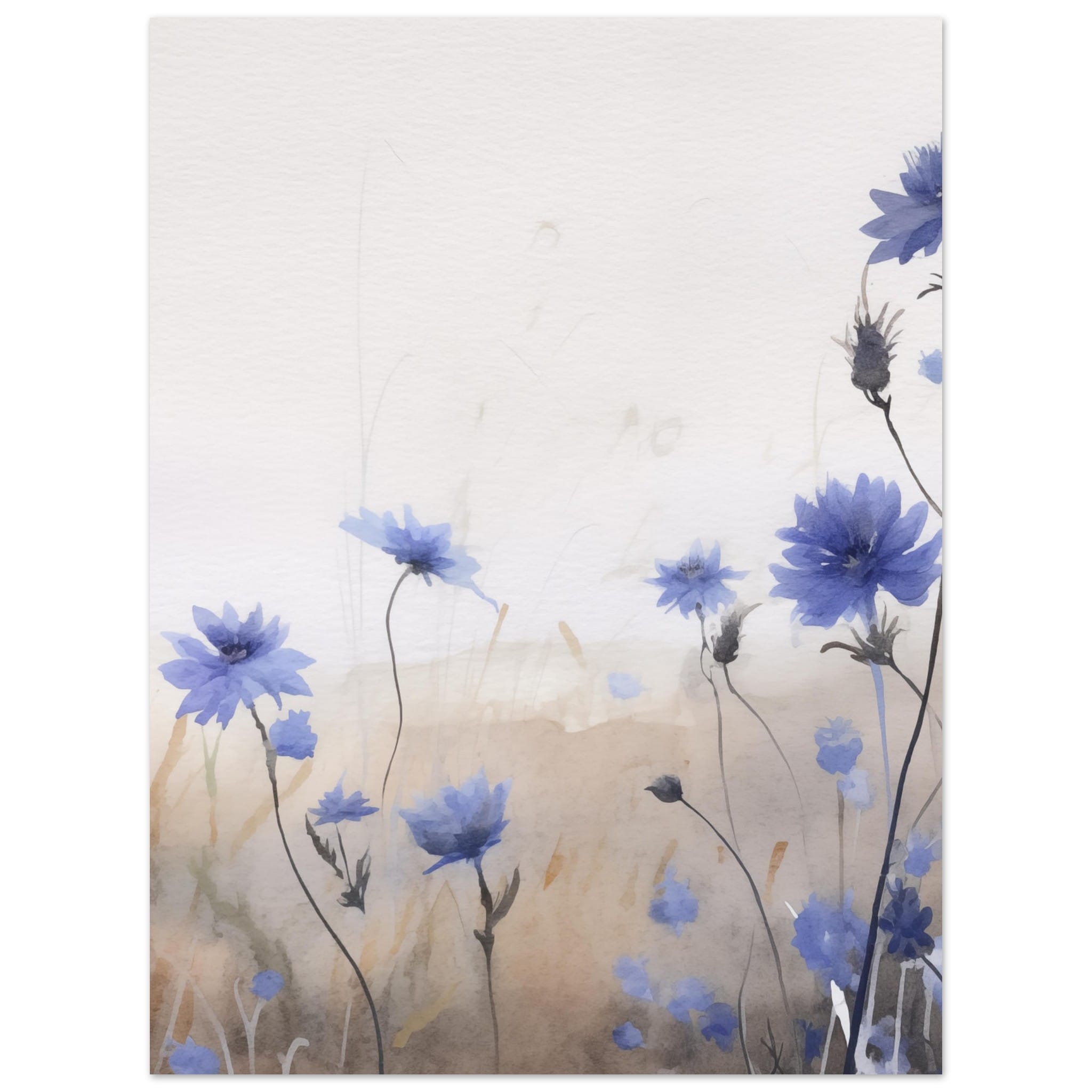 Artfulprints Poster Flower aquarel 3 - 30x40 cm - Blauw