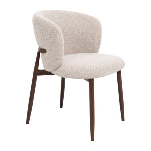 DÉJA Living Eetkamerstoel Varde – Stof – Beige/Walnoot – Set van 2 DÉJA Living Eetkamerstoel Varde – Stof – Beige/Walnoot – Set van 2