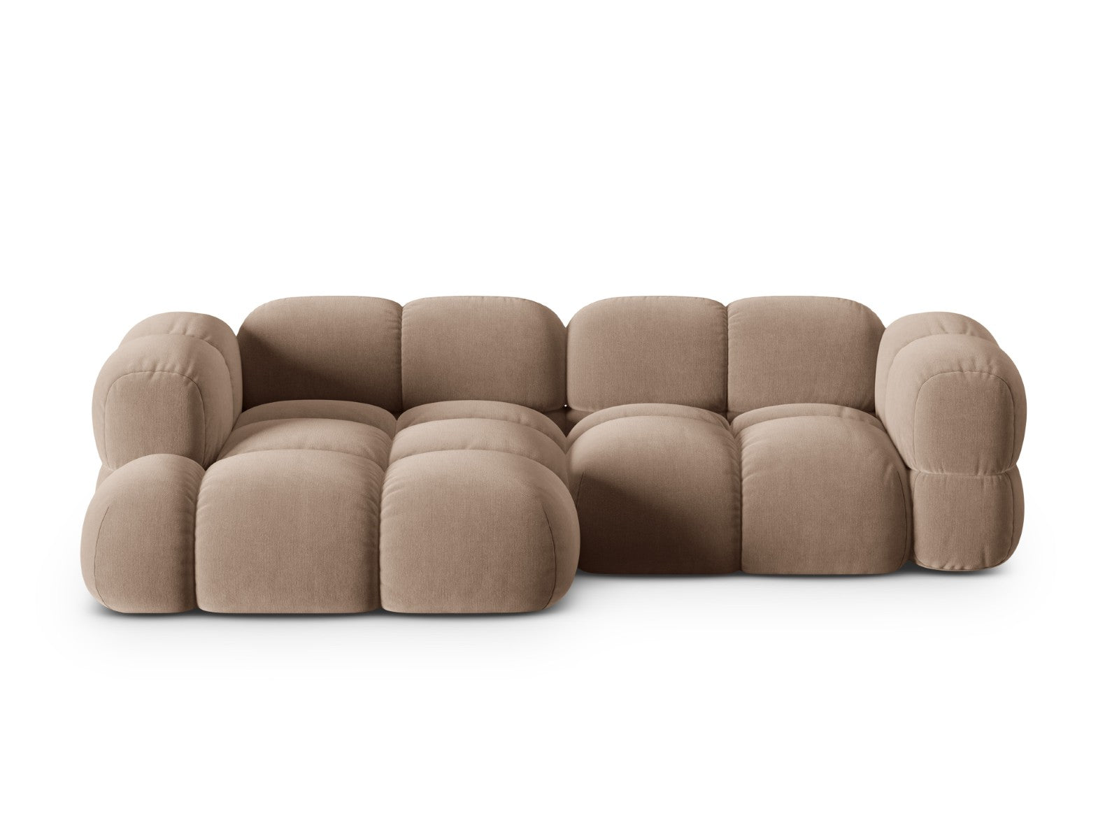 Cosmopolitan Design linker hoekbank Loretto 3-zits, flueel donkerbeige